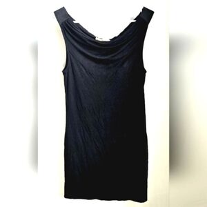 Fluxus Bodycon LBD Little Black Dress Cowl Front Size Small